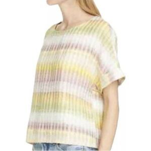 Anthropologie Dolan Short Sleeve Top Womens Sz M Multicolor Ombré Striped